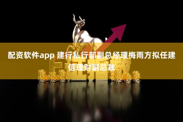 配资软件app 建行私行部副总经理梅雨方拟任建信理财副总裁